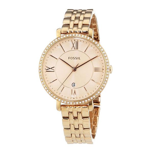 Fossil Jacqueline Rose Gold Dial Rose Gold Steel Strap Watch for Women - ES3632 Watches Fossil   