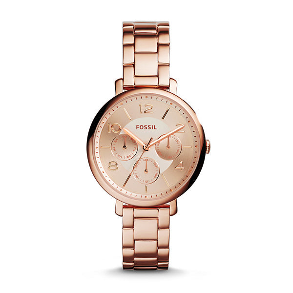 Fossil Jacqueline Day Date Rose Gold Dial Rose Gold Steel Strap Watch for Women - ES3665 Watches Fossil   