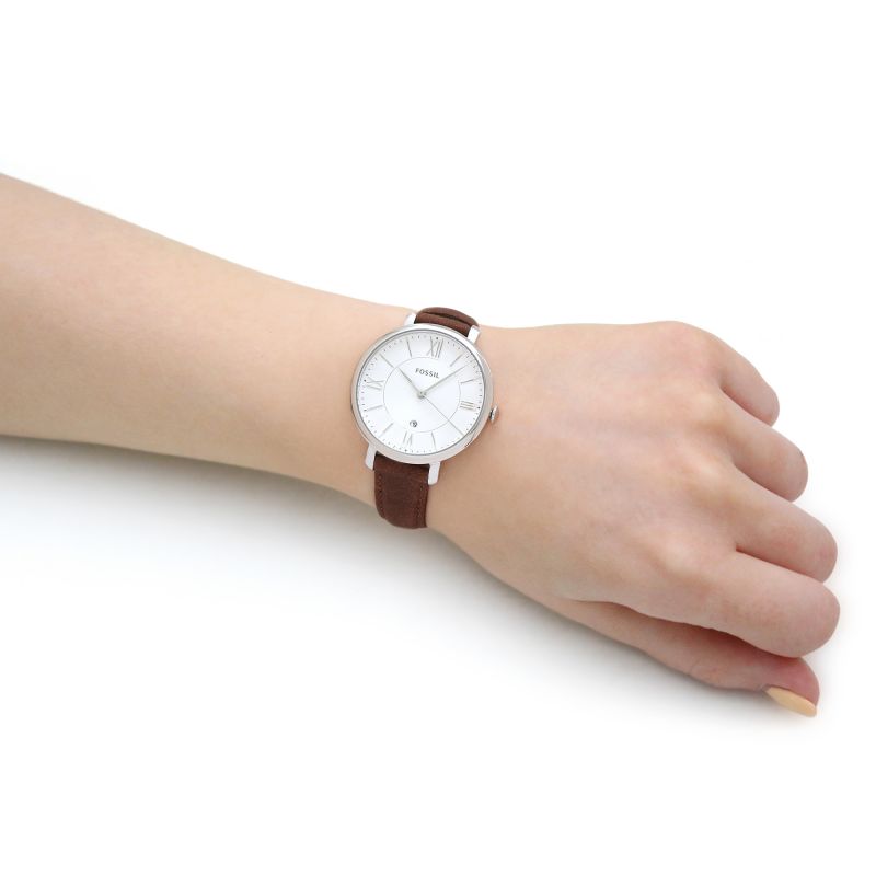 Fossil Jacqueline White Dial Brown Leather Strap Watch for Women - ES3708 Watches Fossil   