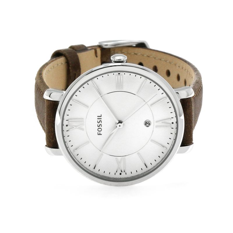 Fossil Jacqueline White Dial Brown Leather Strap Watch for Women - ES3708 Watches Fossil   