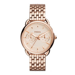 Fossil Tailor Rose Gold Dial Rose Gold Stainless Steel Strap Watch for Women - ES3713 Watches Fossil   