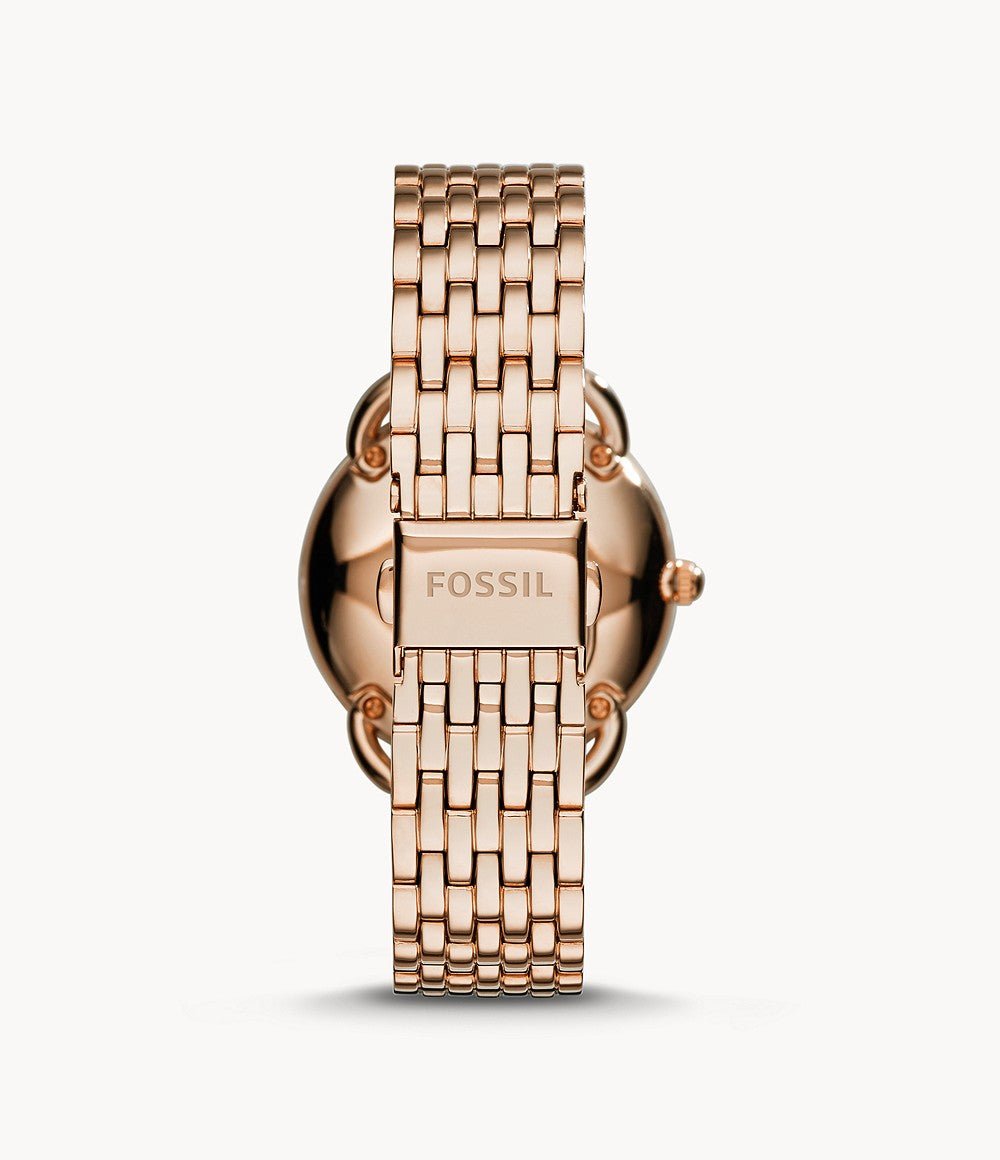 Fossil Tailor Rose Gold Dial Rose Gold Stainless Steel Strap Watch for Women - ES3713 Watches Fossil   