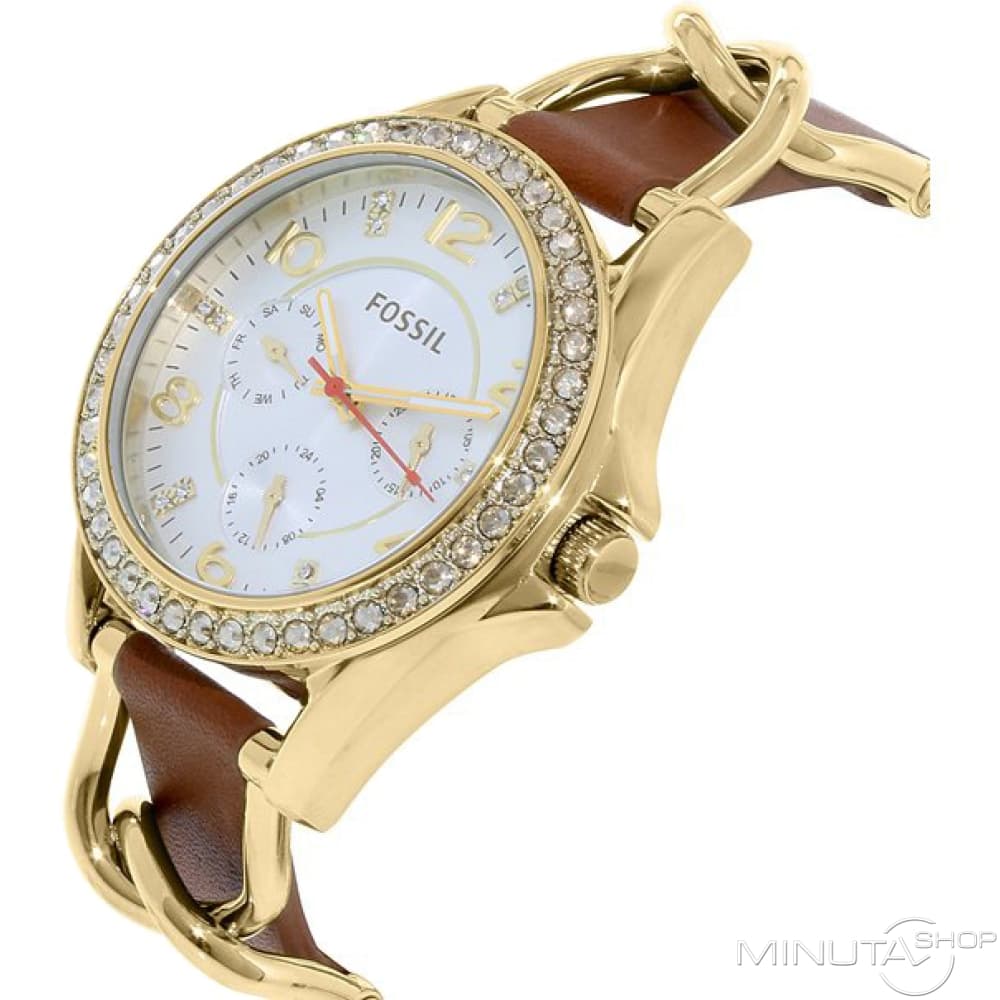 Fossil Riley Multifunction White Dial Orange Leather Strap Watch for Women - ES3723 Watches Fossil   