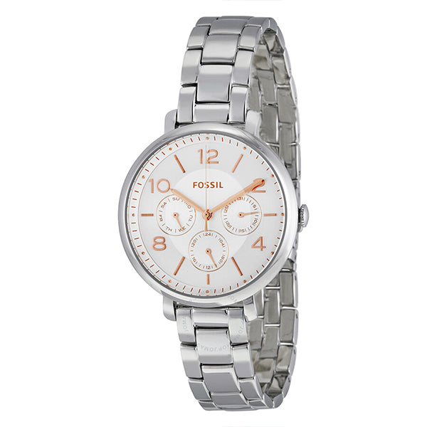 Fossil Jacqueline Multifunction White Dial Silver Steel Strap Watch for Women - ES3738 Watches Fossil   