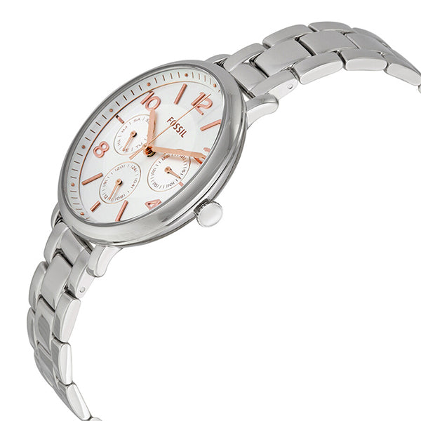 Fossil Jacqueline Multifunction White Dial Silver Steel Strap Watch for Women - ES3738 Watches Fossil   