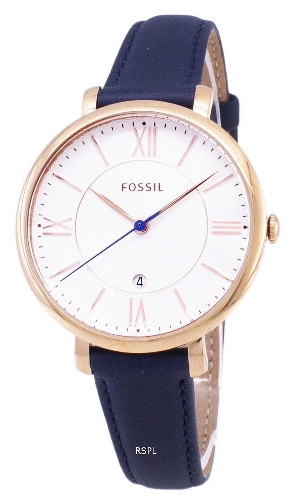 Fossil Jacqueline White Dial Blue Leather Strap Watch for Women - ES3843 Watches Fossil   