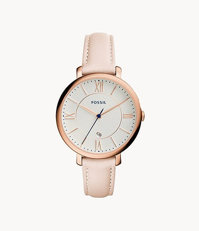 Fossil Jacqueline White Dial Pink Leather Strap Watch for Women - ES3988 Watches Fossil   