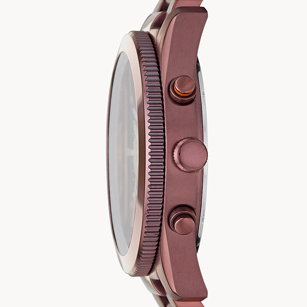 Fossil Perfect Boyfriend Multifunction Maroon Dial Maroon Steel Strap Watch for Women - ES4110 Watches Fossil   