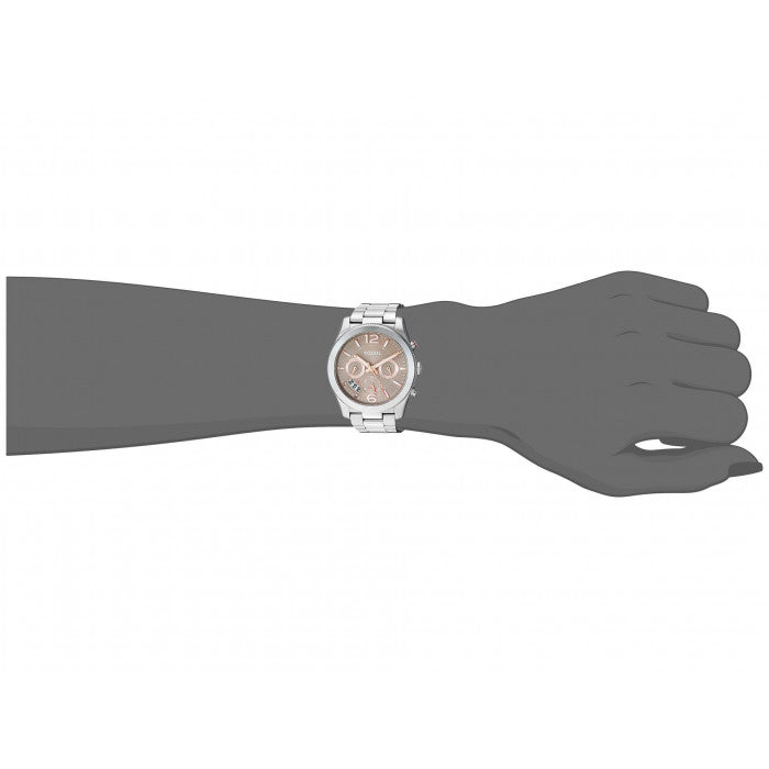 Fossil Perfect Boyfriend Taupe Dial Silver Steel Strap Watch for Women - ES4146 Watches Fossil   