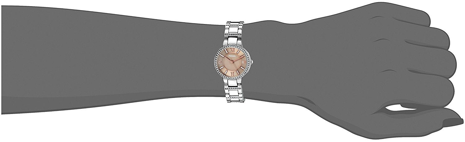 Fossil Virginia Taupe Dial Silver Steel Strap Watch for Women - ES4147 Watches Fossil   