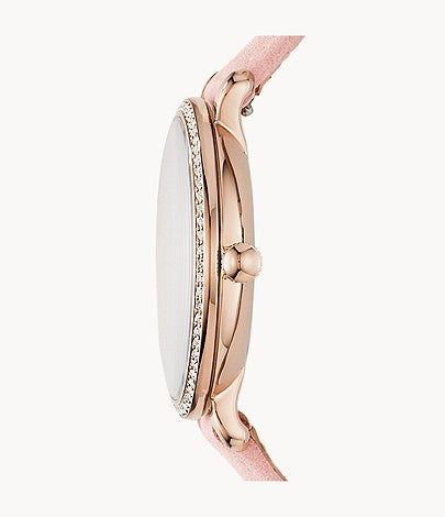 Fossil Jacqueline White Dial Pink Leather Strap Watch for Women - ES4303 Watches Fossil   