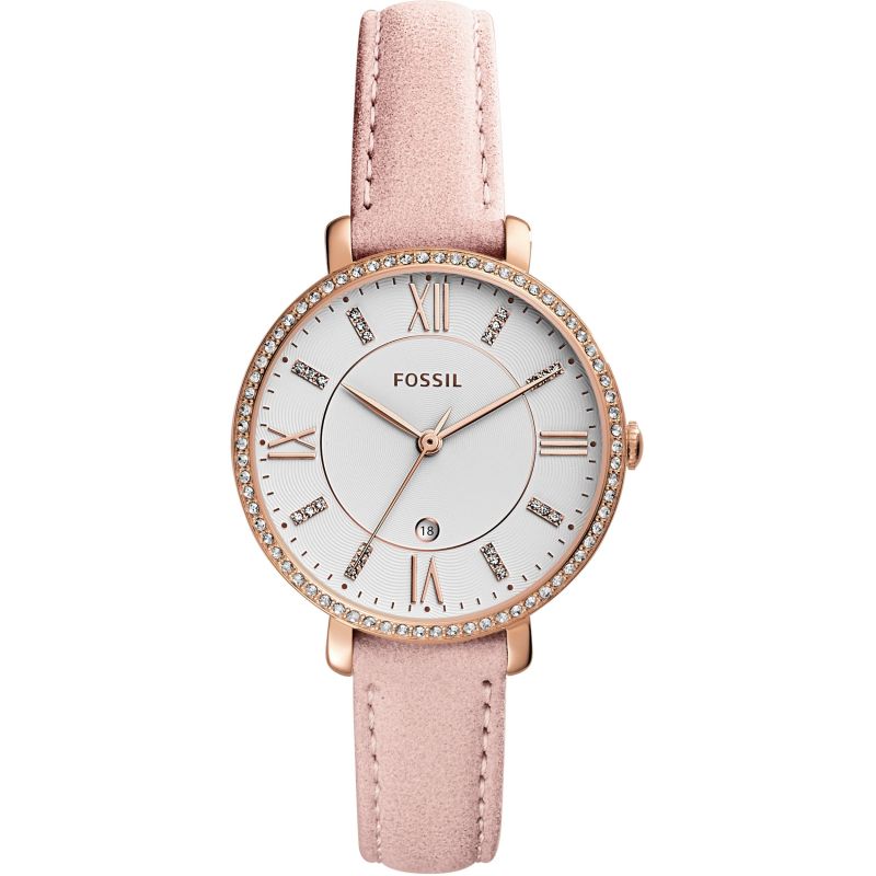 Fossil Jacqueline White Dial Pink Leather Strap Watch for Women - ES4303 Watches Fossil   