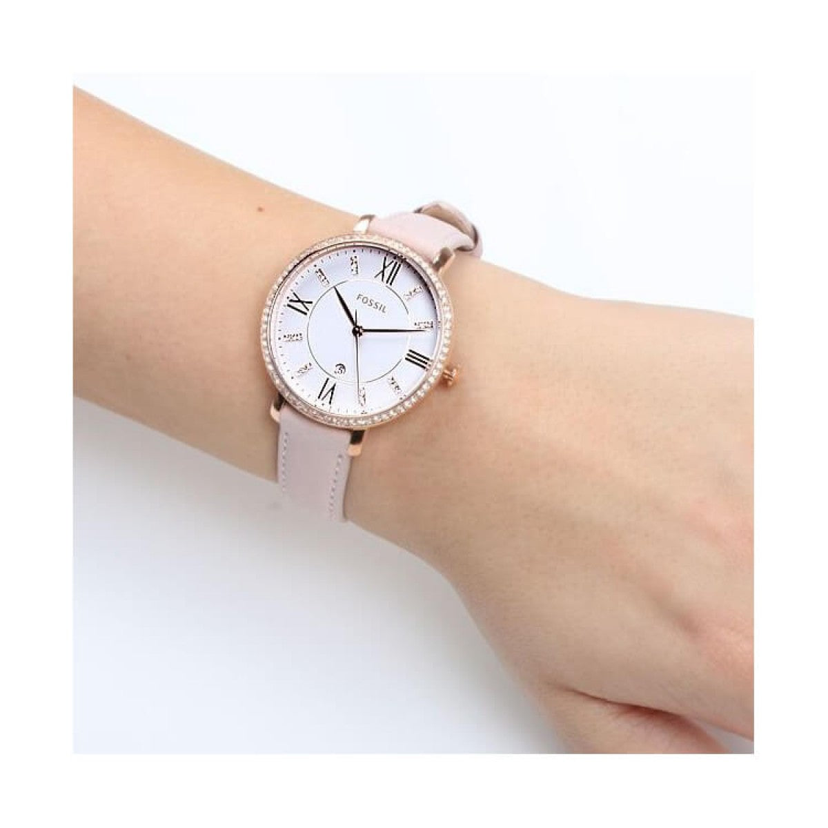 Fossil Jacqueline White Dial Pink Leather Strap Watch for Women - ES4303 Watches Fossil   