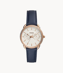 Fossil Tailor White Dial Blue Leather Strap Watch for Women - ES4394 Watches Fossil   