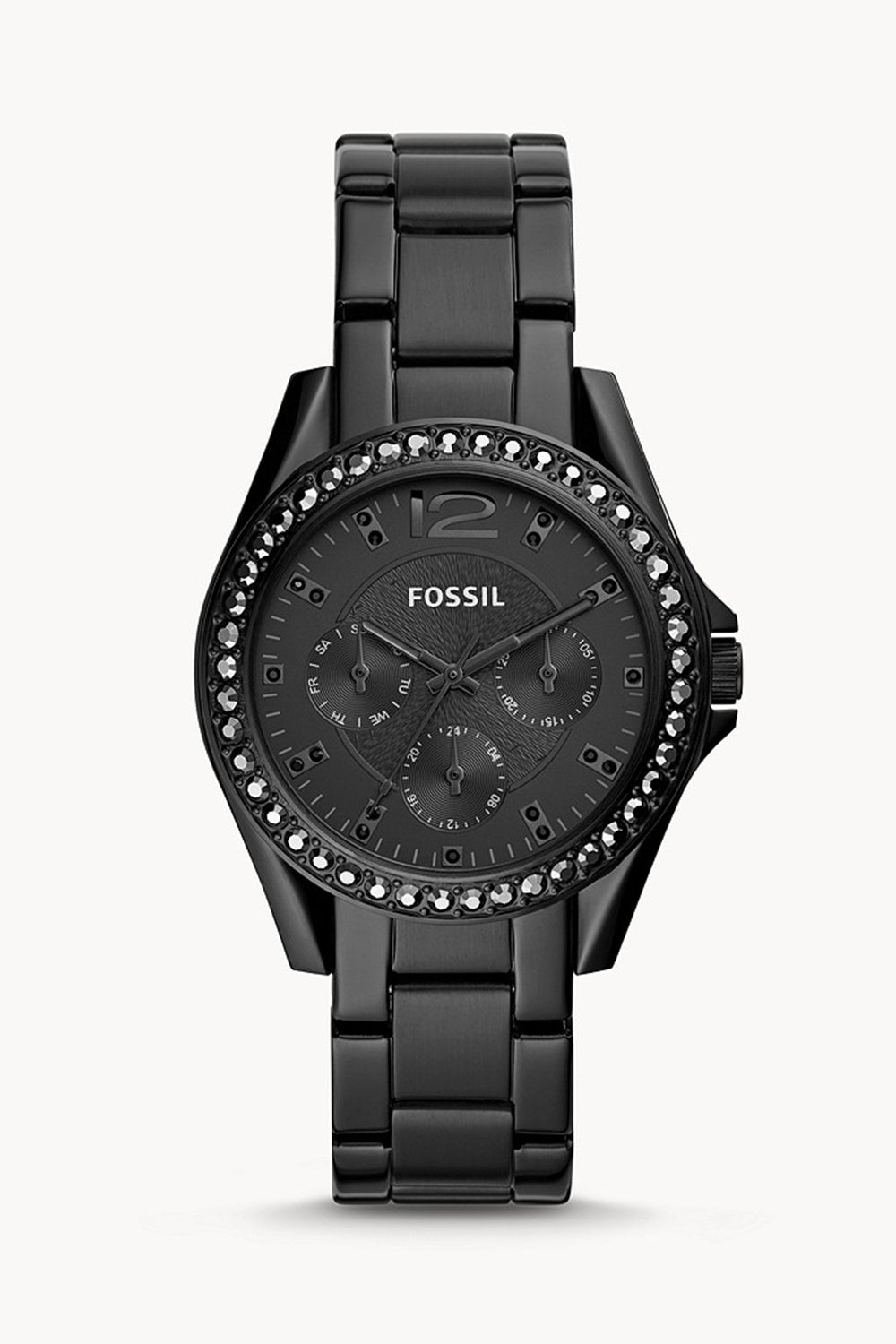 Fossil Riley Multifunction Black Dial Black Steel Strap Watch for Women - ES4519 Watches Fossil   