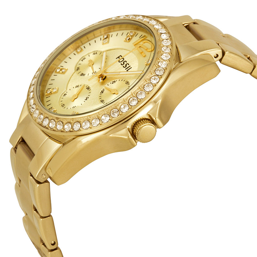 Fossil Riley Gold Dial Gold Steel Strap Watch for Women - ES3203 Watches Fossil   