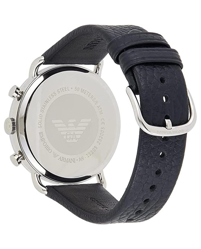 Emporio Armani Aviator Blue Dial Blue Leather Strap Watch For Men - AR11105 Watches Emporio Armani   