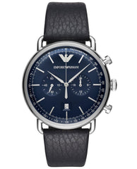 Emporio Armani Aviator Blue Dial Blue Leather Strap Watch For Men - AR11105 Watches Emporio Armani   