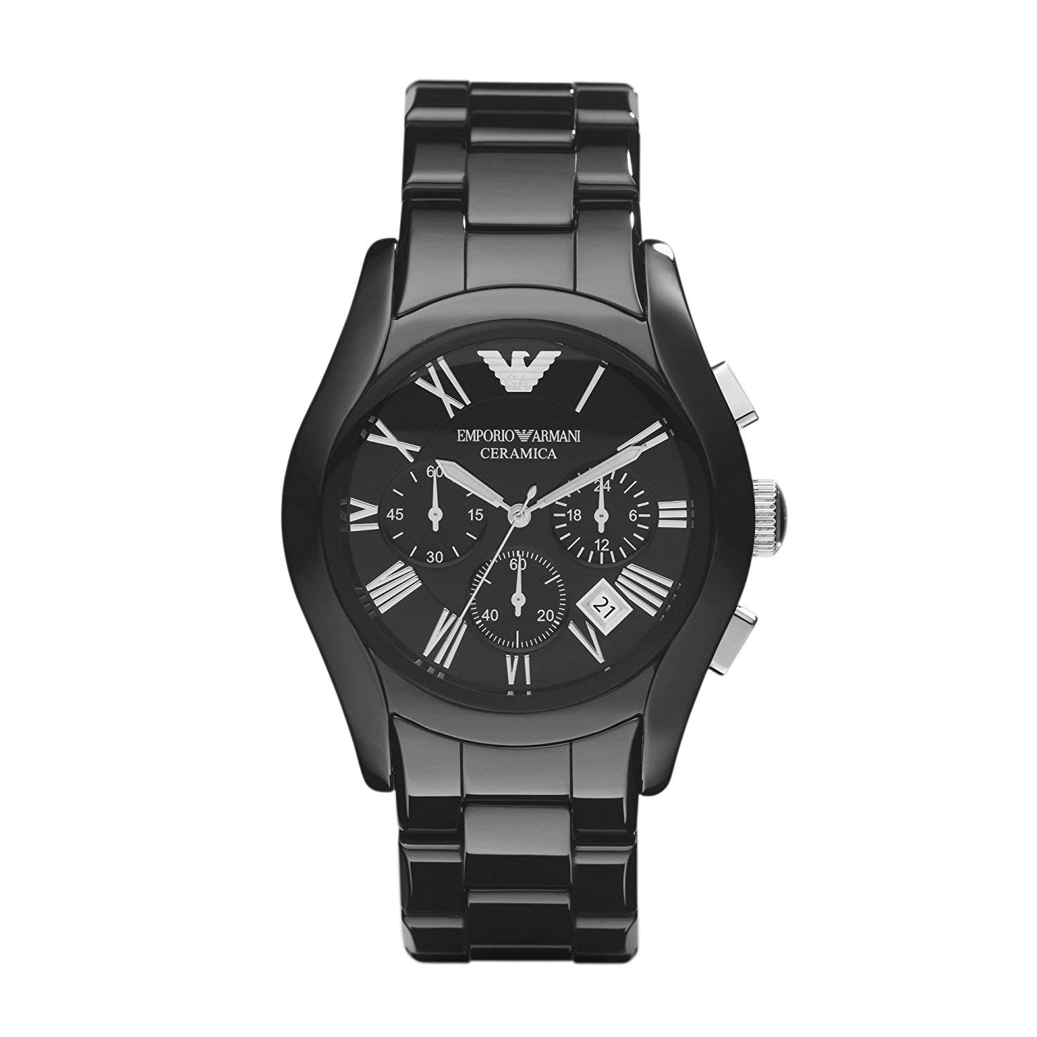 Emporio Armani Valente Chronograph Black Ceramic Watch For Men - AR1400 Watches Emporio Armani   