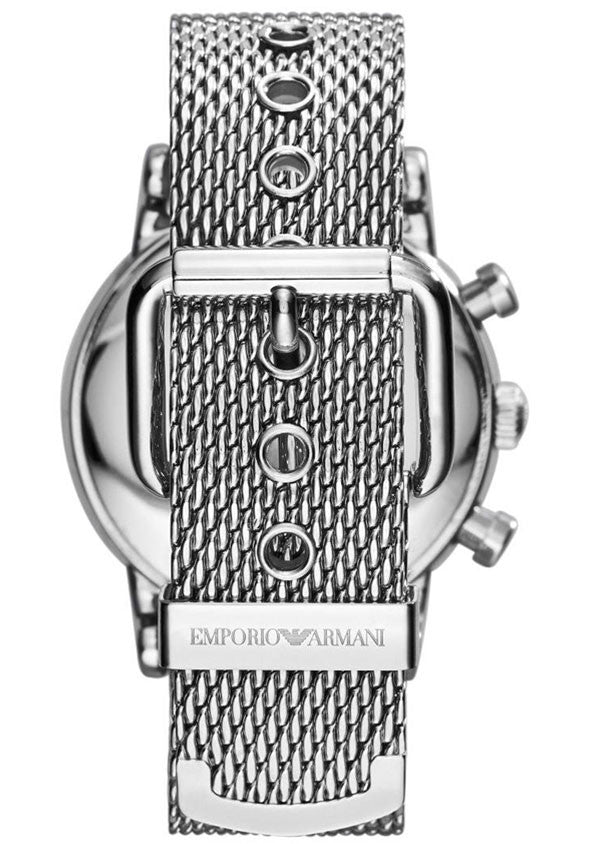 Emporio Armani Luigi Chronograph Black Dial Silver Mesh Bracelet Watch For Men - AR1811 Watches Emporio Armani   