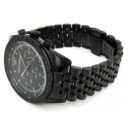 Emporio Armani Tazio Chronograph Black Dial Stainless Steel Strap Watch For Men - AR5989 Watches Emporio Armani   