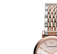 Emporio Armani Gianni T Bar Pink Dial Two Tone Stainless Steel Strap Watch For Women - AR11223 Watches Emporio Armani   