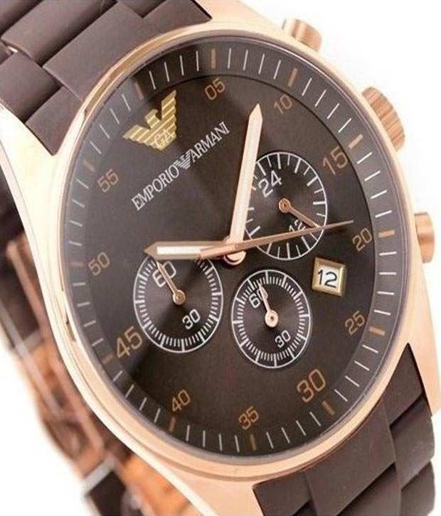 Emporio Armani Sport Chronograph Brown Dial Brown Stainless Steel Watch For Men - AR5890 Watches Emporio Armani   