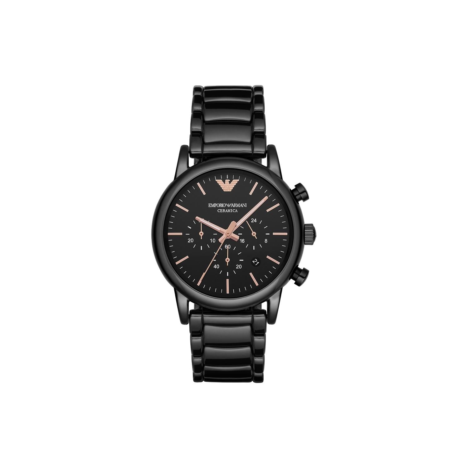 Emporio Armani Luigi Ceramic Chronograph Black Dial Black Strap Watch For Men - AR1509 Watches Emporio Armani   