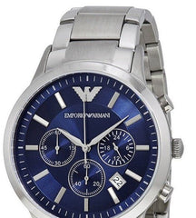 Emporio Armani Renato Chronograph Blue Dial Stainless Steel Strap Watch For Men - AR2448 Watches Emporio Armani   