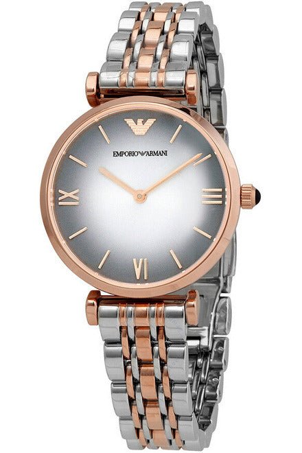 Emporio Armani Gianni T Bar Grey Dial Two Tone Stainless Steel Watch For Women - AR1725 Watches Emporio Armani   