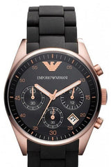 Emporio Armani Sportivo Black Dial Black Silicon Steel Strap Watch For Women - AR5906 Watches Emporio Armani   