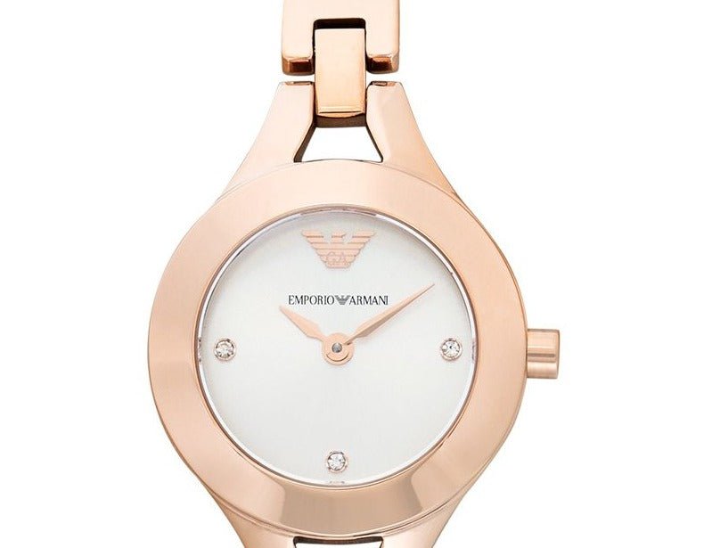 Emporio Armani Chiara Silver Dial Rose Gold Stainless Steel Watch For Women - AR7362 Watches Emporio Armani   