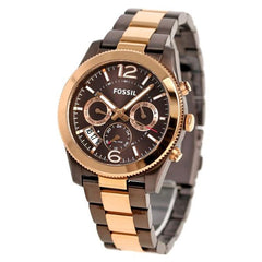 Fossil Perfect Boyfriend Multifunction Brown Dial Two Tone Steel Strap Watch for Women - ES4284 Watches Fossil   