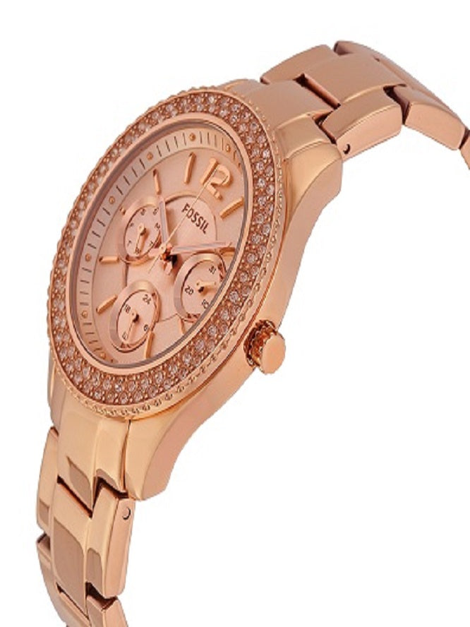 Fossil Stella Rose Gold Dial Rose Gold Steel Strap Watch for Women - ES3590 Watches Fossil   