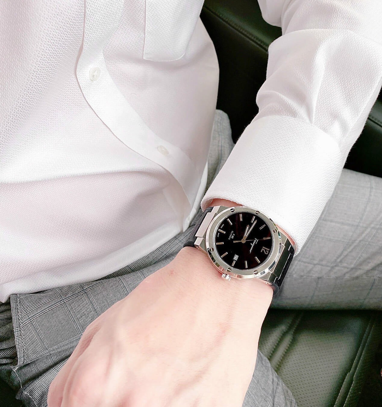 Salvatore Ferragamo F-80 Classic Black Dial Black Leather Strap  Watch for Men - SFDT00219 Watches Salvatore Ferragamo   