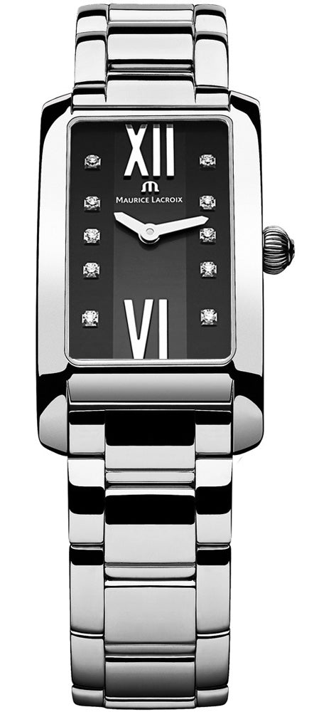 Maurice Lacroix Fiaba Black Dial Silver Steel Strap Watch for Women - FA2164-SS002-350 Watches Maurice Lacroix   