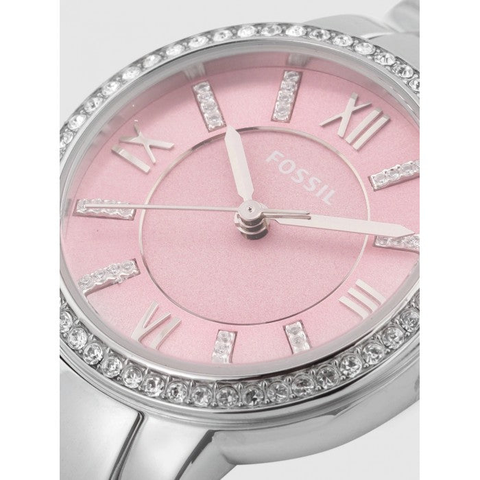 Fossil Virginia Pink Dial Silver Steel Strap Watch for Women - ES3504 Watches Fossil   