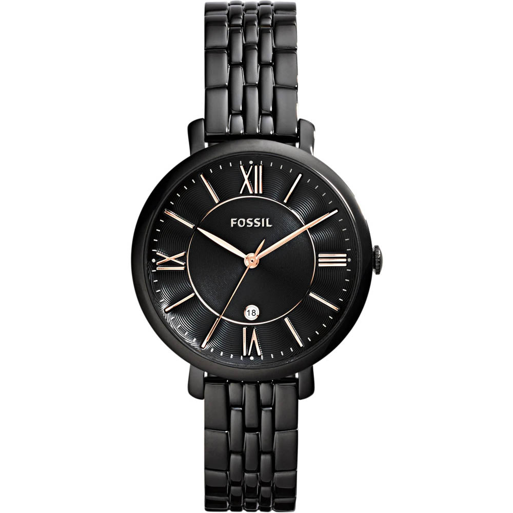 Fossil Jacqueline Black Dial Black Mesh Bracelet Watch for Women - ES3614 Watches Fossil   