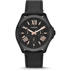 Fossil Cecile Multifunction Black Dial Black Leather Strap Watch for Men - AM4523 Watches Fossil   