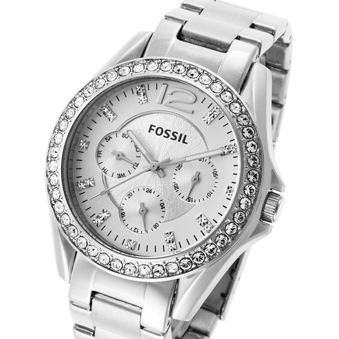 Fossil Riley Multifunction Silver Dial Silver Steel Strap Watch for Women - ES3202 Watches Fossil   