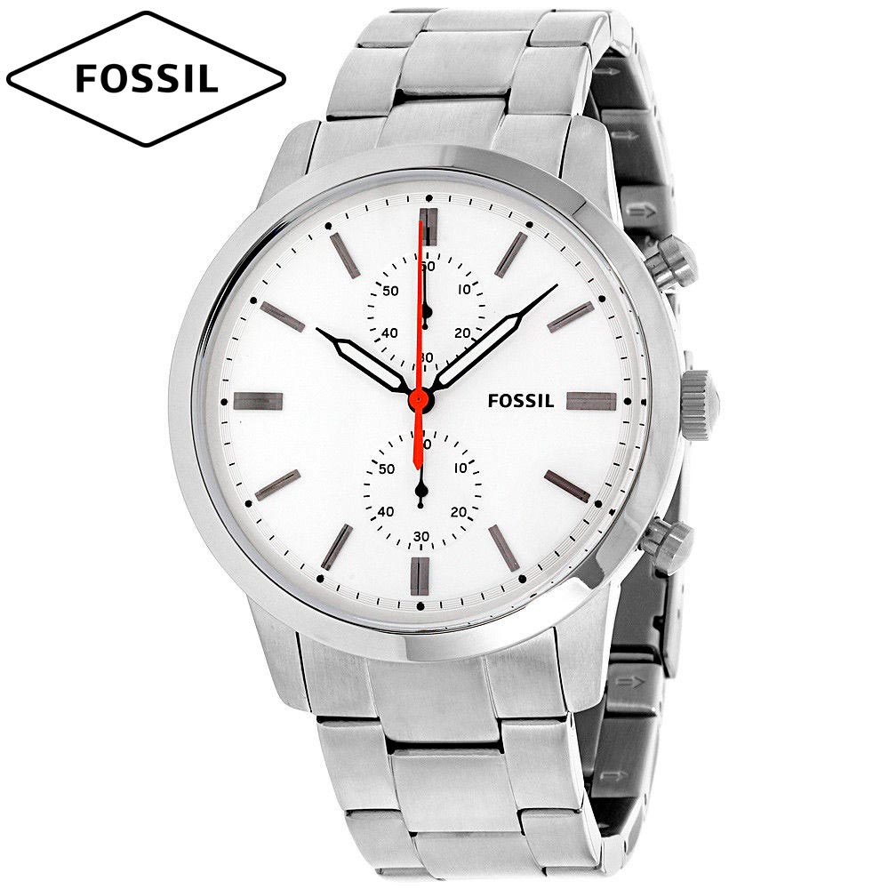 Fossil Townsman White Dial Silver Steel Strap Watch for Men - FS5346 Watches Fossil   