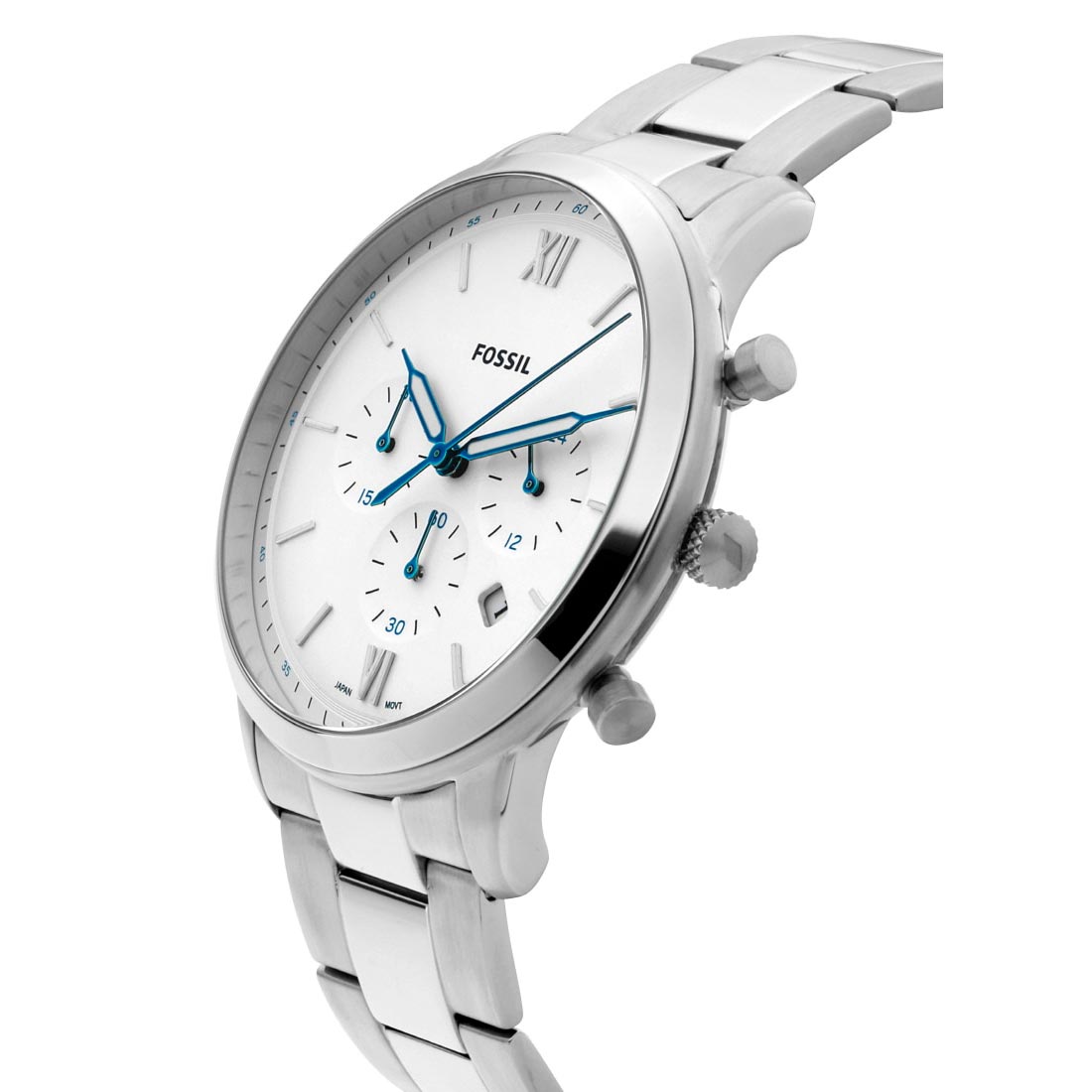 Fossil Neutra Chronograph White Dial Silver Steel Strap Watch for Men - FS5433 Watches Fossil   