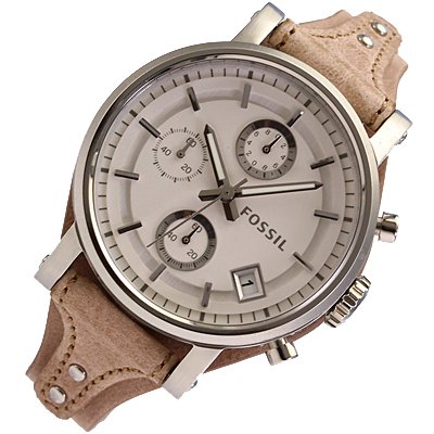 Fossil Boyfriend Chronograph White Dial Brown Leather Strap Watch for Women - ES3625 Watches Fossil   