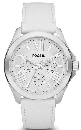 Fossil Cecile White Dial White Leather Strap Watch for Women - AM4484 Watches Fossil   