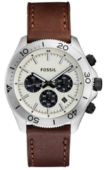 Fossil Retro Traveler Chronograph White Dial Brown Leather Strap Watch for Men - CH2886 Watches Fossil   