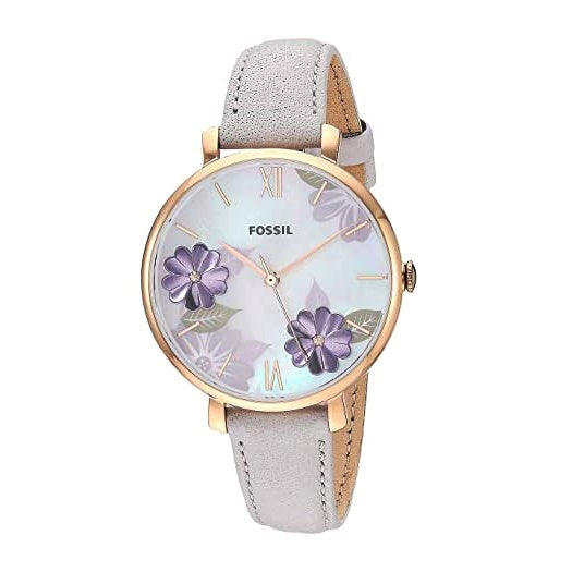 Fossil Jacqueline Mother of Pearl Dial White Leather Strap Watch for Women - ES4672 Watches Fossil   