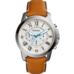 Fossil Grant Chronograph White Dial Brown Leather Strap Watch for Men - FS5060 Watches Fossil   