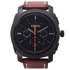 Fossil Machine Chronograph Black Dial Brown Leather Strap Watch for Men - FS5234 Watches Fossil   