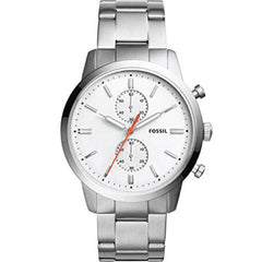 Fossil Townsman White Dial Silver Steel Strap Watch for Men - FS5346 Watches Fossil   