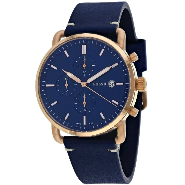 Fossil The Commuter Blue Dial Blue Leather Strap Watch for Men - FS5404 Watches Fossil   